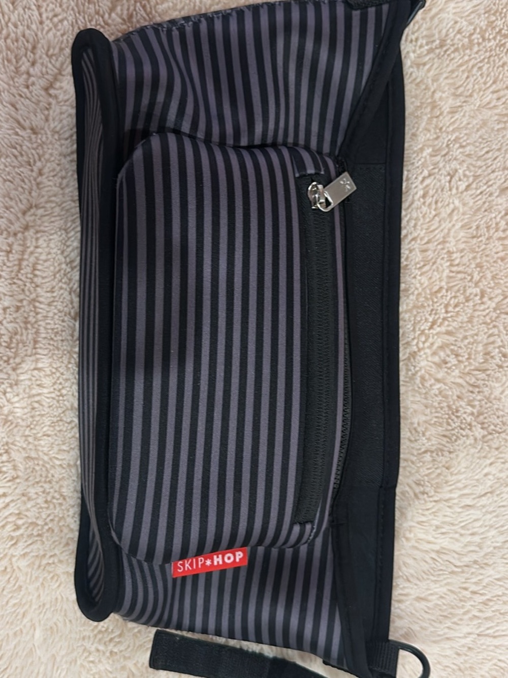 Skip Hop Black & Gray Striped stroller caddy